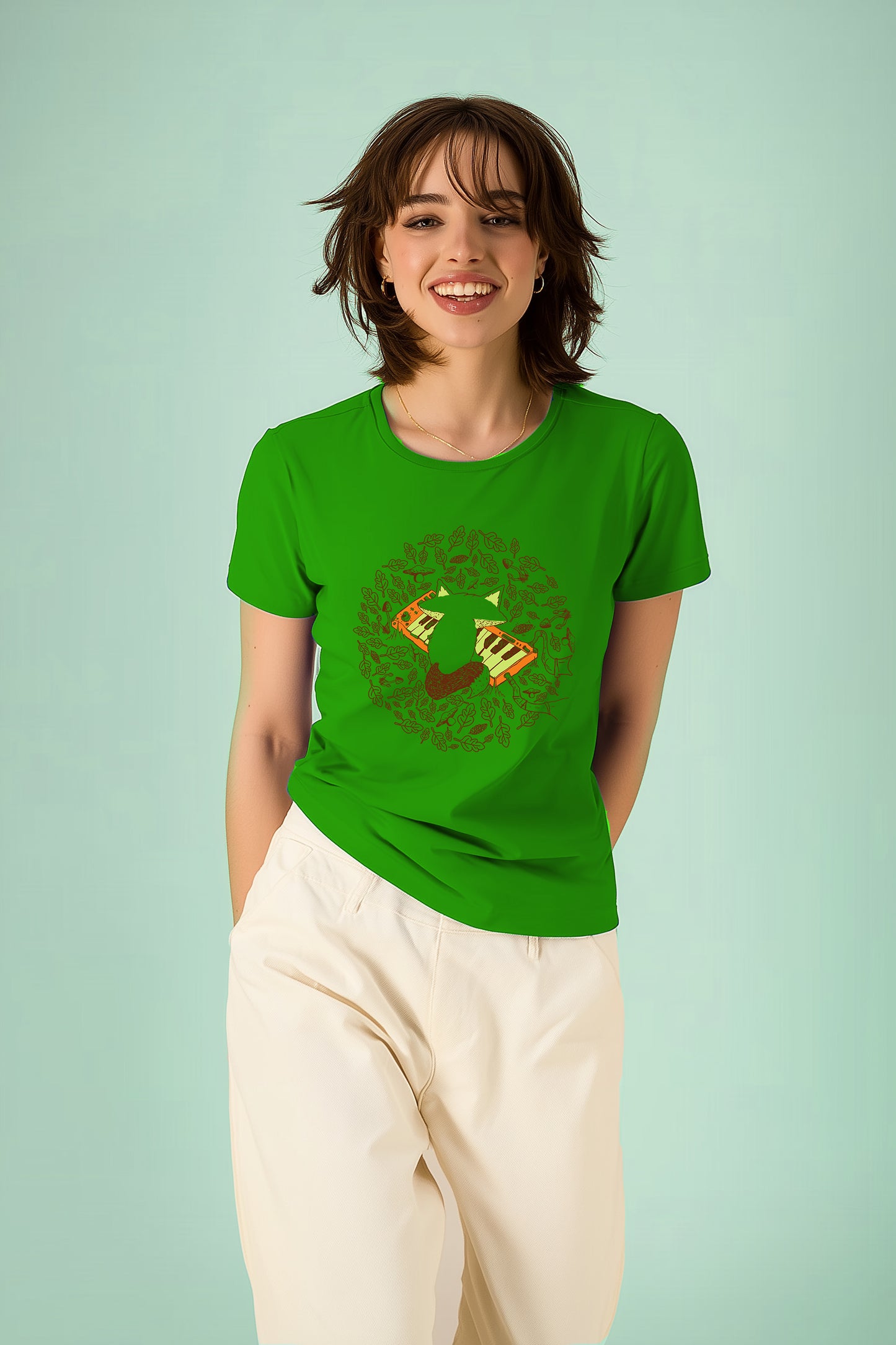 Fuchs am keyboard - Damen Shirt organic