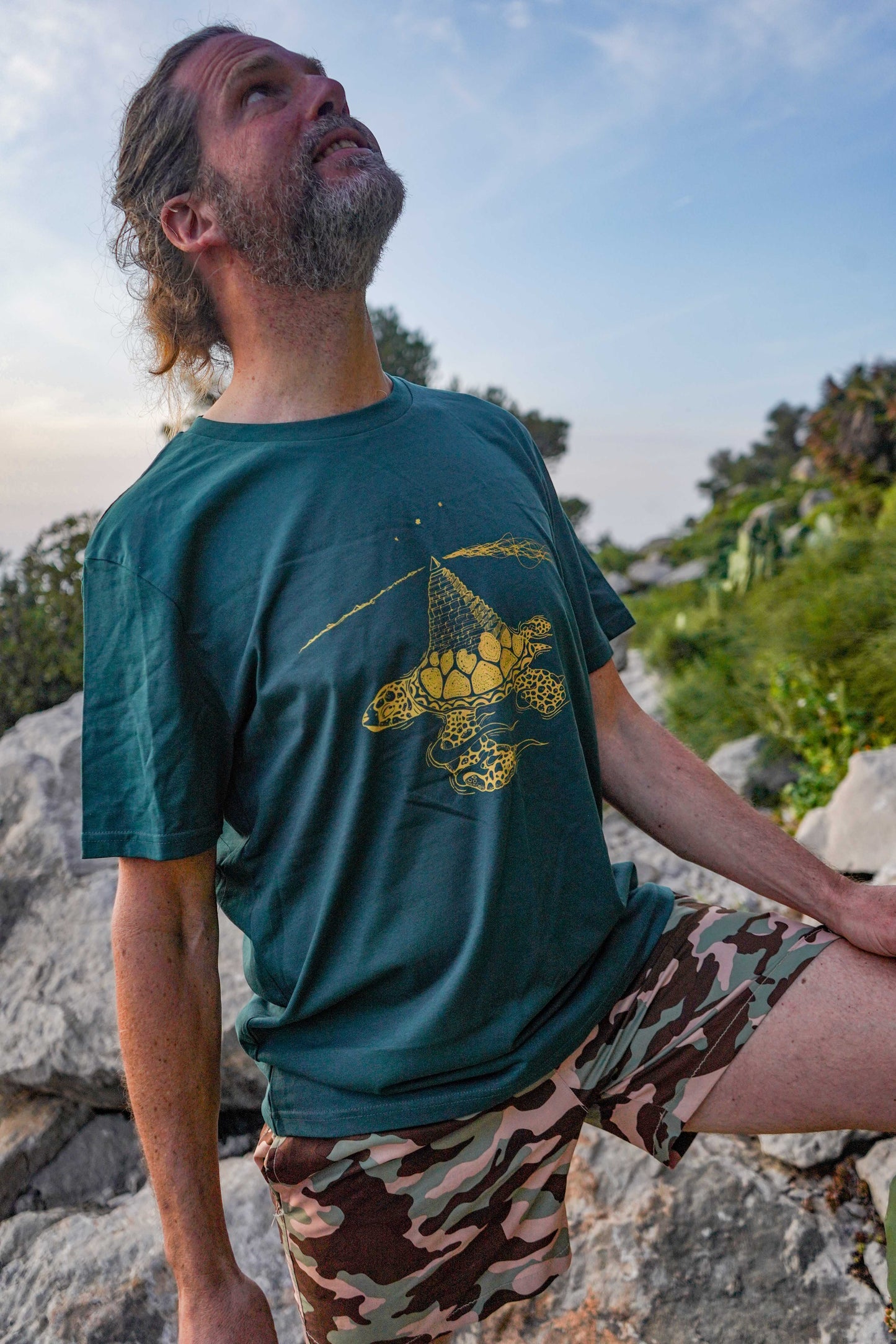 Schildkröte Pyramide - erfahre das Wissen der alten Welt - fairtrade Bio-Tshirt Herren